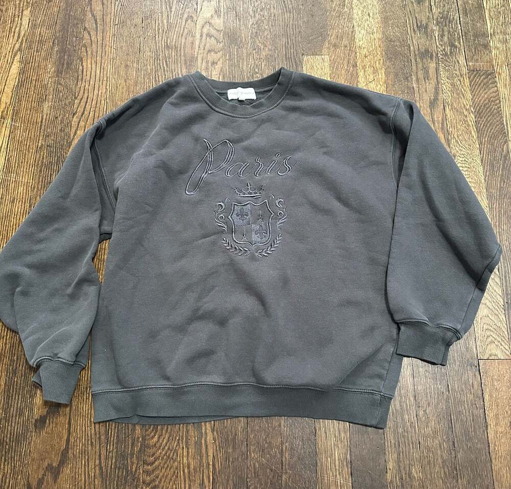 State of Mine Women's Paris Sweatshirt Size M Dark Grey Comfy Loungewear